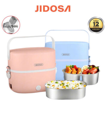 Hộp cơm cắm điện văn phòng jidosa 2 khay inox 304 tiện lợi
