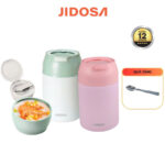 Ủ cháo giữ nhiệt nóng lạnh jidosa giữ nhiệt lâu inox 306 tặng kèm thìa gấp gọn