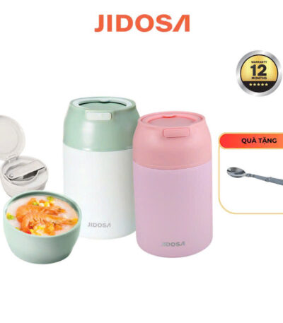 Ủ cháo giữ nhiệt nóng lạnh jidosa giữ nhiệt lâu inox 306 tặng kèm thìa gấp gọn