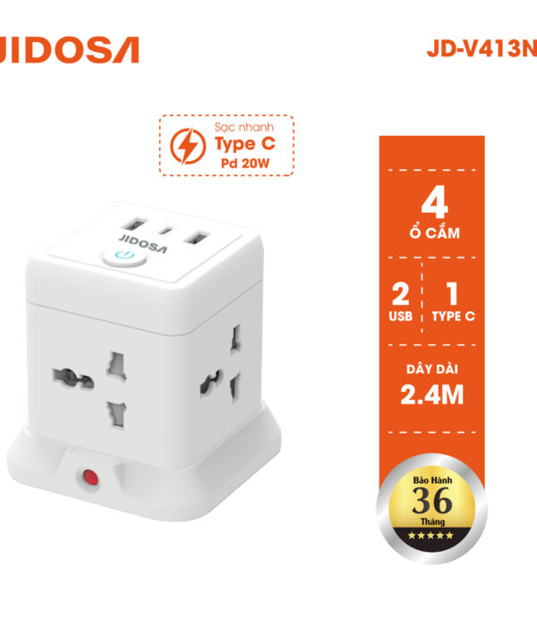 Ổ cắm điện đa năng hình tháp jidosa sạc nhanh pd20w tích hợp ổ usb+ type c