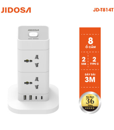 Ổ cắm điện đa năng jidosa hình tháp 8 ổ cắm công suất 3000w