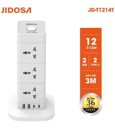 Ổ cắm điện đa năng hình tháp công suất 3000w 12 ổ cắm tích hợp ổ usb+ type c